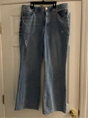 Democracy Light Blue Flare Jeans with Subtle Distress